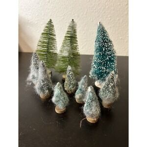 Set of 10 Unmarked Village Christmas Trees